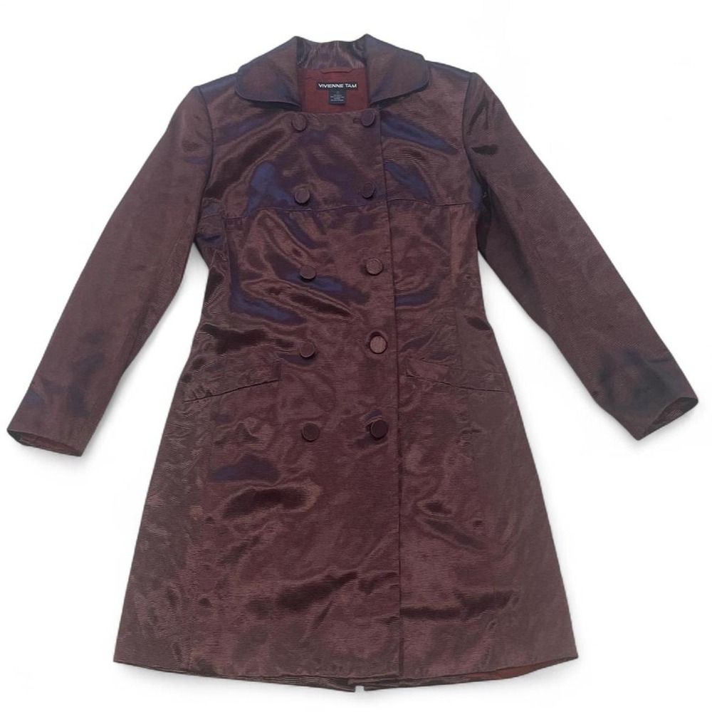 Vintage And Rare Vivienne Tam Burgundy Double Breasted Coat  Size 1